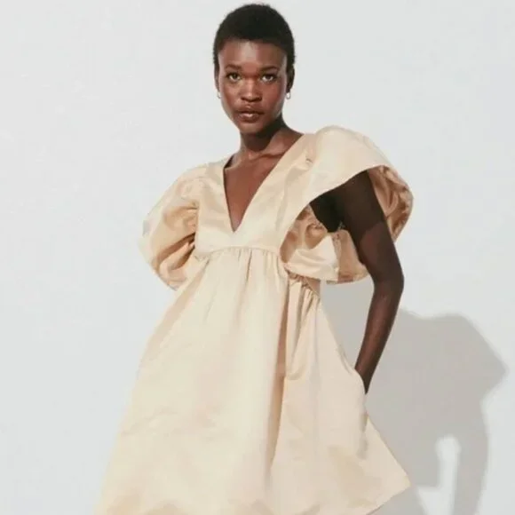 Cleobella Nahla Dutchess Mini Dress in Champagne - NEW - Picture 9 of 9